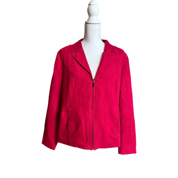 Studio Works women's‎ red blazer jacket zip front size 16 petite - Picture 1 of 5